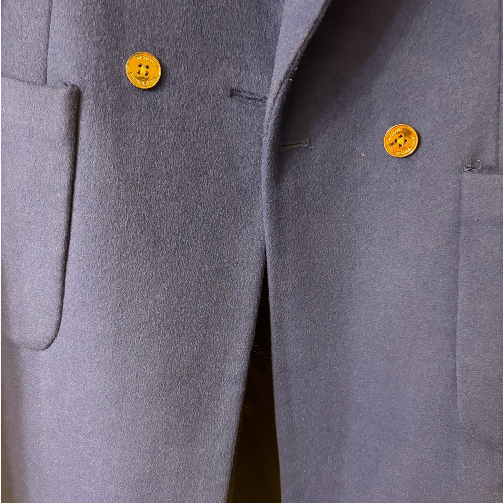 Michael Kors Royal Blue Pea Coat with Gold Buttons Size 2 / 4 - Picture 2 of 8